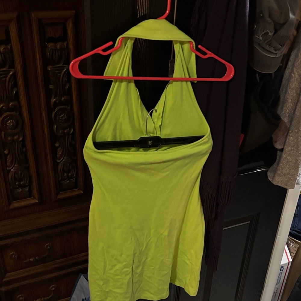 Moda International Neon Green Women’s Tennis Backless Dress - Picture 3 of 4